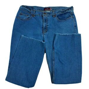 Jordache Jeans Womens Juniors 17/18 Blue Authentic Jeanswear Mid Rise Raw Edge